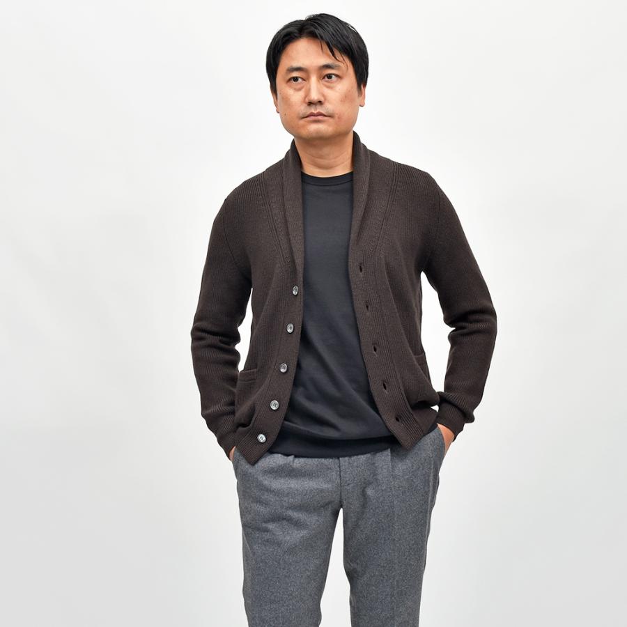 Settefili Cashmere（セッテフィーリ カシミア）ウール リブ編み ショールカラーカーディガンの画像