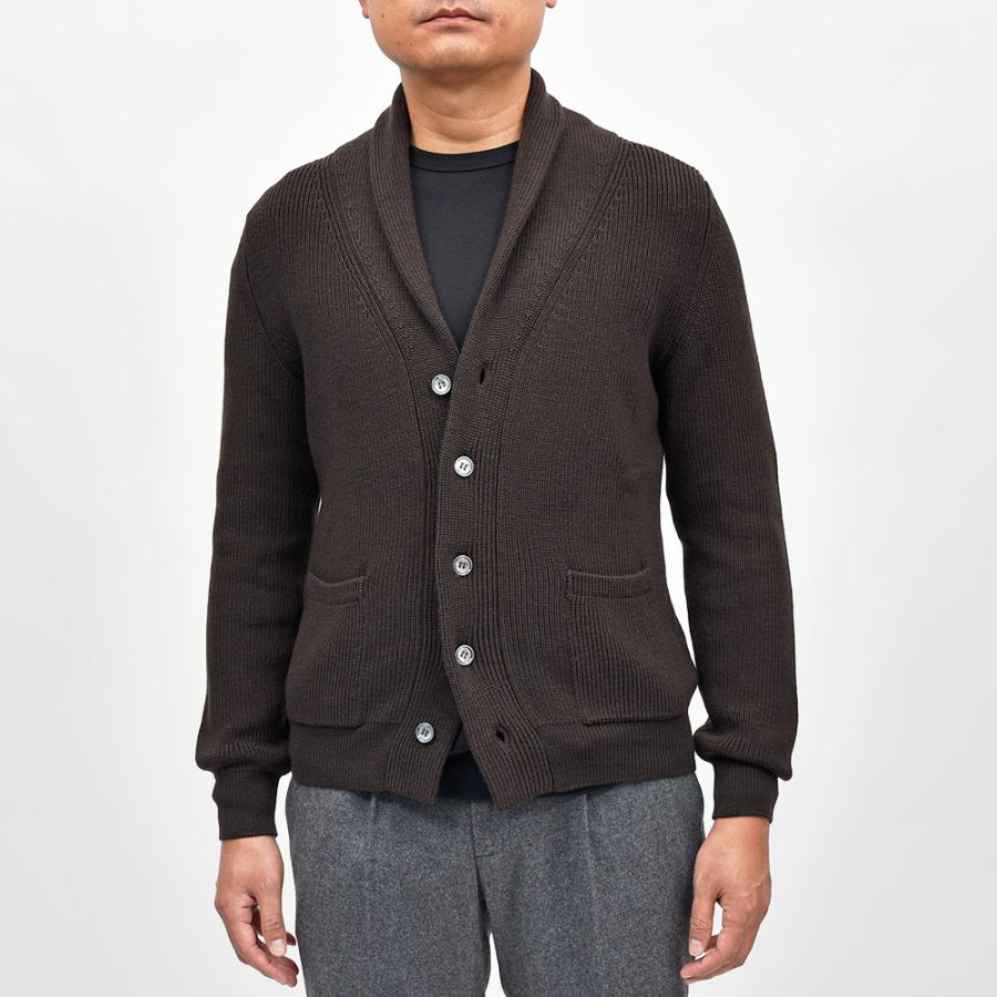 Settefili Cashmere（セッテフィーリ カシミア）ウール リブ編み ショールカラーカーディガンの画像