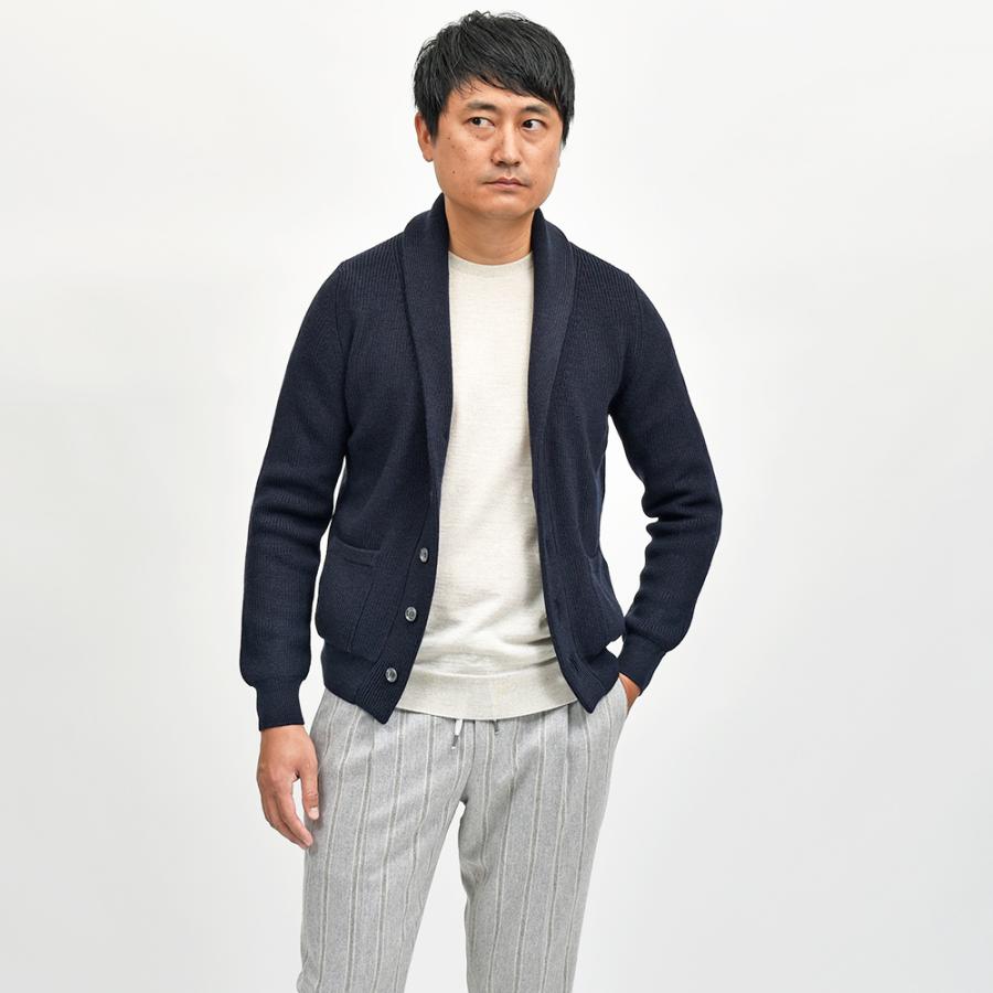 Settefili Cashmere（セッテフィーリ カシミア）ウール リブ編み ショールカラーカーディガンの画像