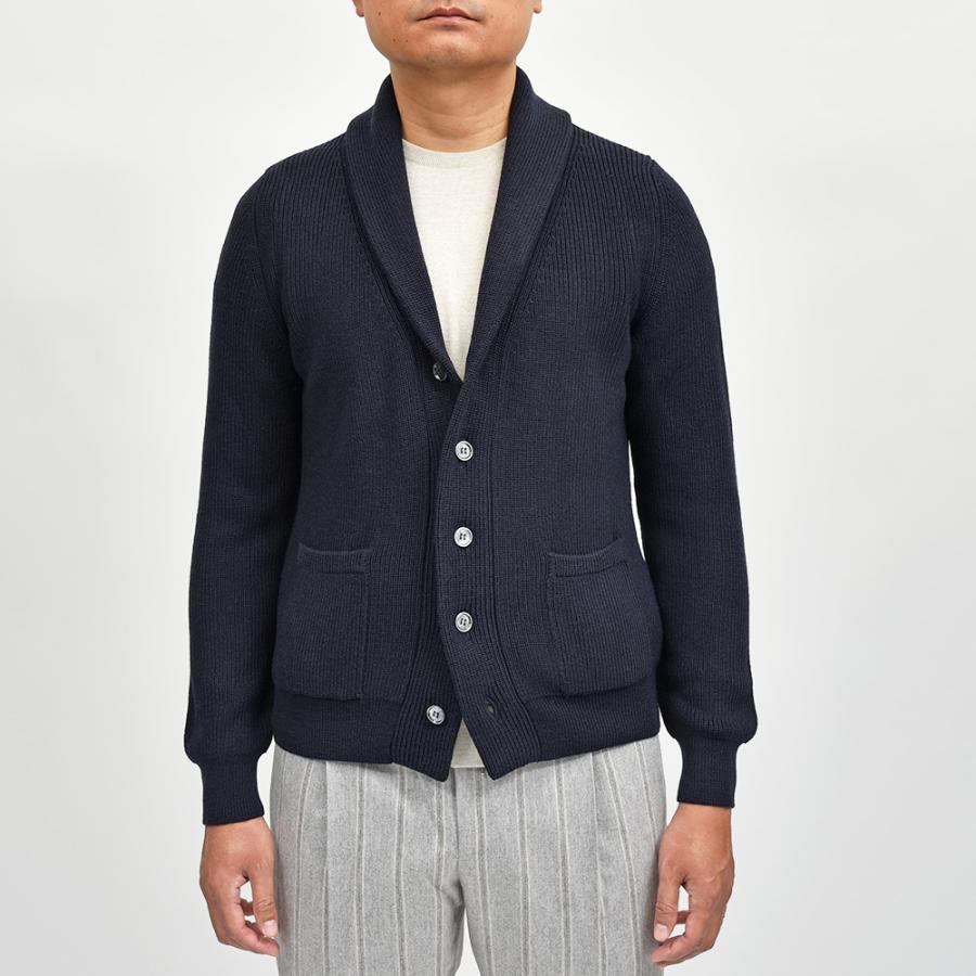 Settefili Cashmere（セッテフィーリ カシミア）ウール リブ編み ショールカラーカーディガンの画像