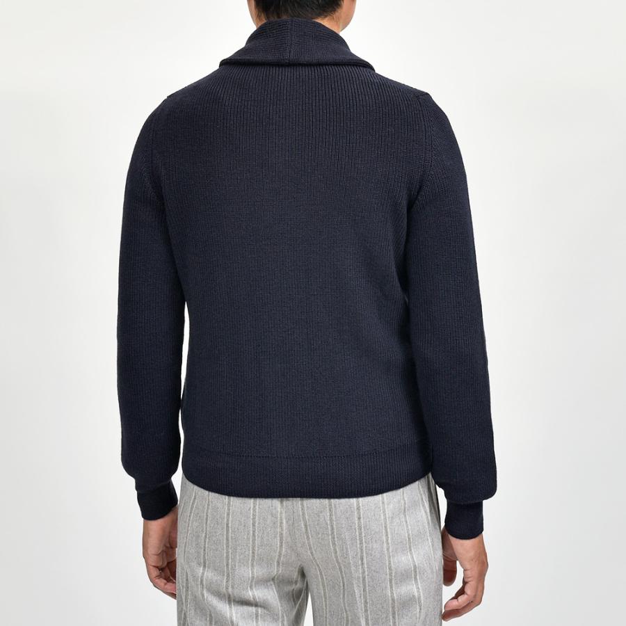 Settefili Cashmere（セッテフィーリ カシミア）ウール リブ編み ショールカラーカーディガンの画像
