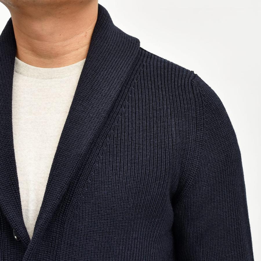 Settefili Cashmere（セッテフィーリ カシミア）ウール リブ編み ショールカラーカーディガンの画像