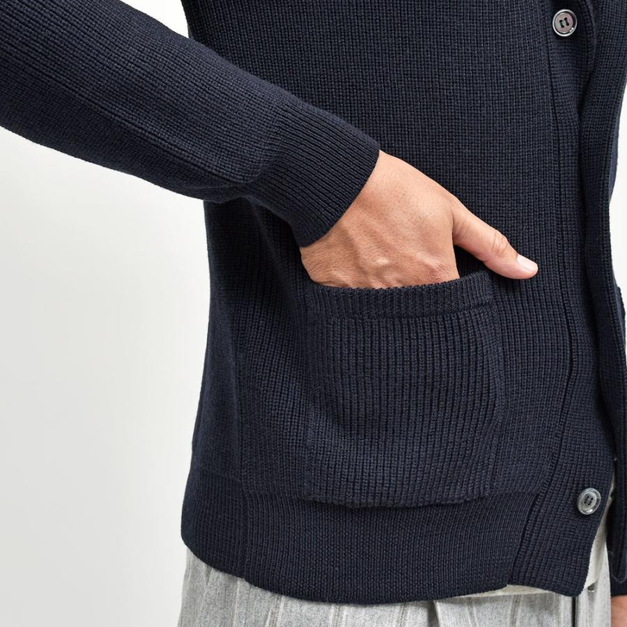 Settefili Cashmere（セッテフィーリ カシミア）ウール リブ編み ショールカラーカーディガンの画像