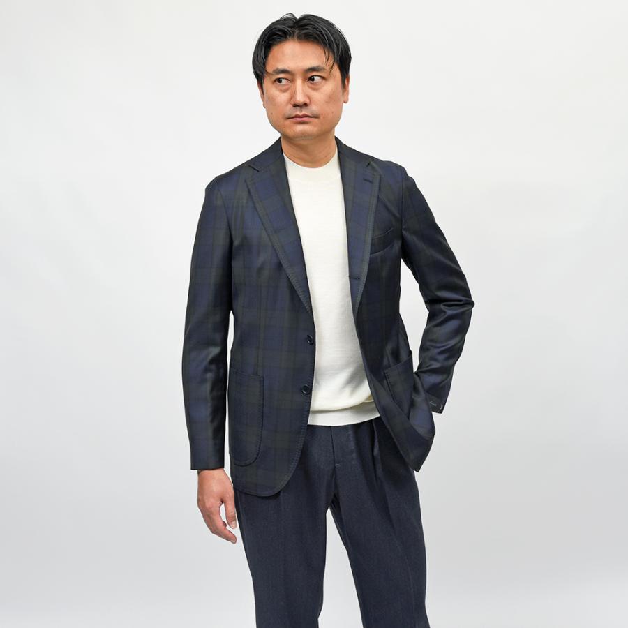 Errico Formicola（エリコ フォルミコラ）ANDREA ウール LoroPiana ブラックウォッチ シングルジャケットの画像