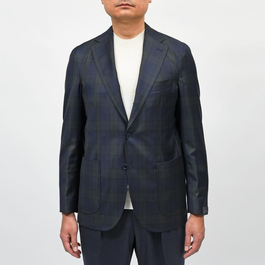 Errico Formicola（エリコ フォルミコラ）ANDREA ウール LoroPiana ブラックウォッチ シングルジャケットの画像
