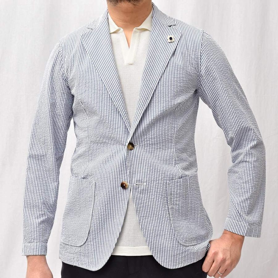 LARDINI（ラルディーニ）コットン シアサッカー ストライプ シングル2Bシャツジャケット |  | 10