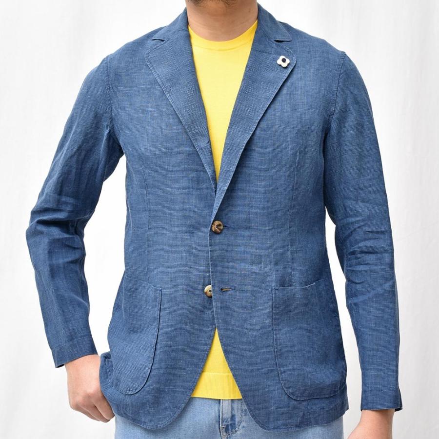 LARDINI（ラルディーニ）リネン インディゴ ハウンドトゥース シングル2Bシャツジャケット |  | 03
