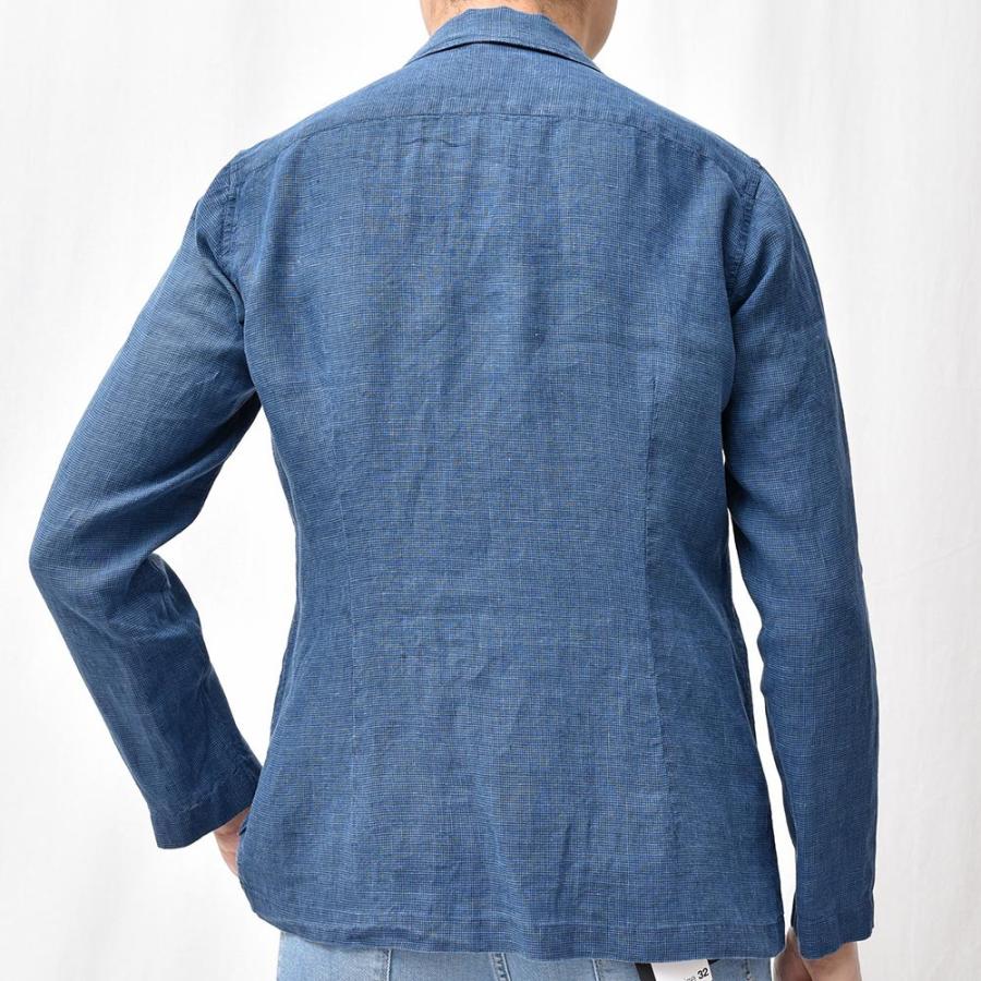 LARDINI（ラルディーニ）リネン インディゴ ハウンドトゥース シングル2Bシャツジャケット |  | 04