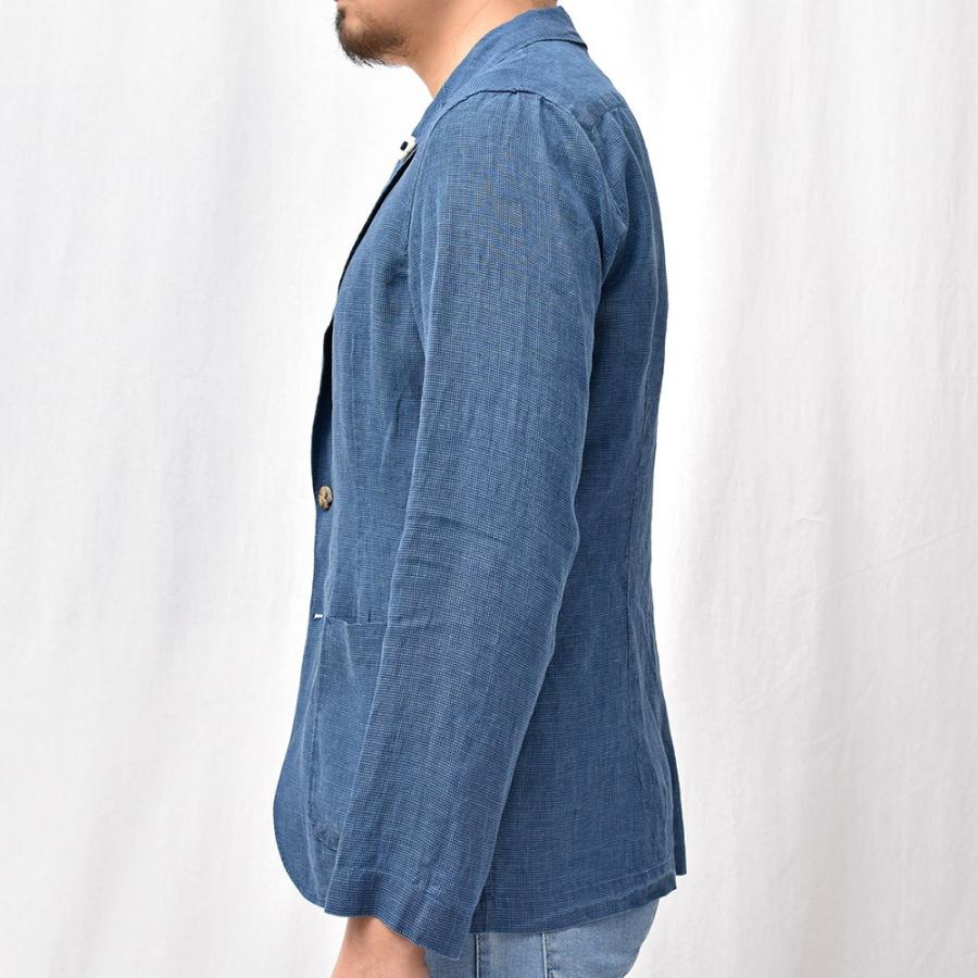 LARDINI（ラルディーニ）リネン インディゴ ハウンドトゥース シングル2Bシャツジャケット |  | 05