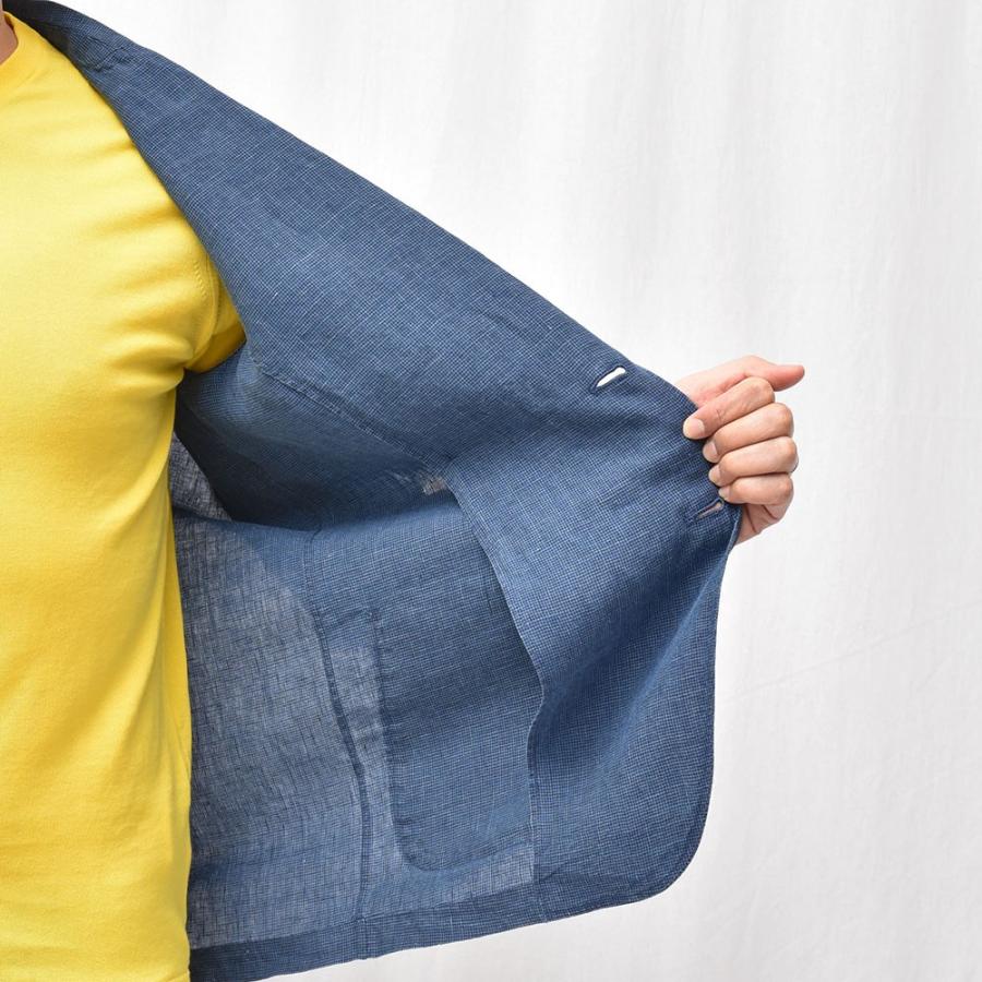 LARDINI（ラルディーニ）リネン インディゴ ハウンドトゥース シングル2Bシャツジャケット |  | 06