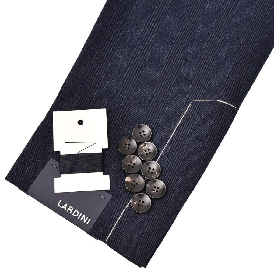 LARDINI（ラルディーニ）コットン リネン ヘリンボーン ピークドラペル シングル2Bジャケット |  | 02