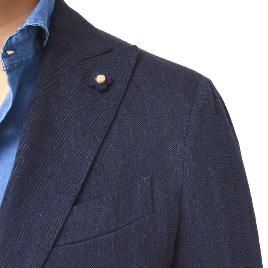LARDINI（ラルディーニ）コットン リネン ヘリンボーン ピークドラペル シングル2Bジャケット |  | 07
