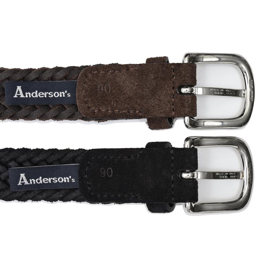 【極美極上品】アンダーソンズ イタリア製 ブラックカーフスキン高級スエードベルト Anderson's アンダーソンズ スエード ナローメッシュベルト : ring