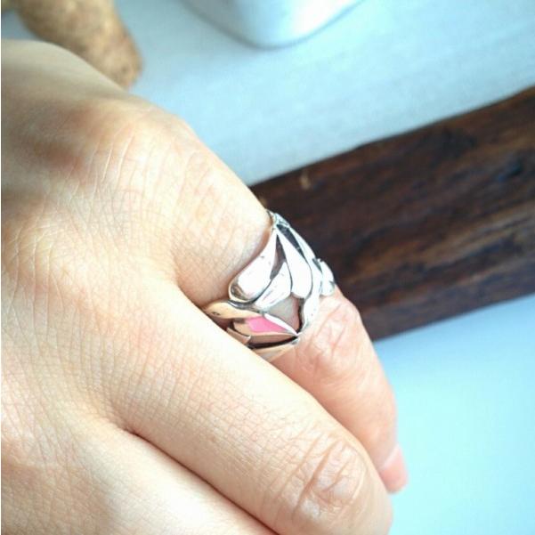 透かし シェル 鳥 シルバーリング 7号 シルバー925 バード 指輪