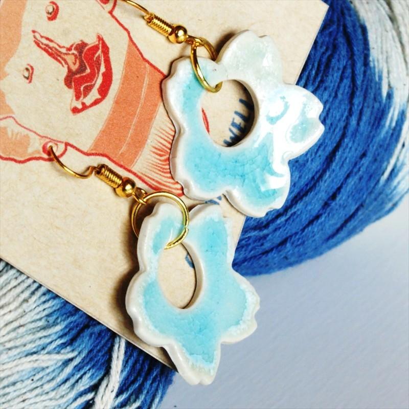 ハンドメイドピアス セラドン焼き 2デザイン ナチュラル セラミック