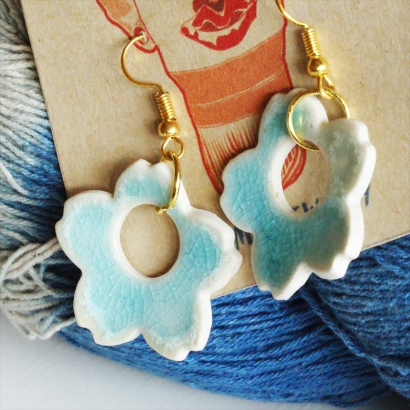 ハンドメイドピアス セラドン焼き 2デザイン ナチュラル セラミック