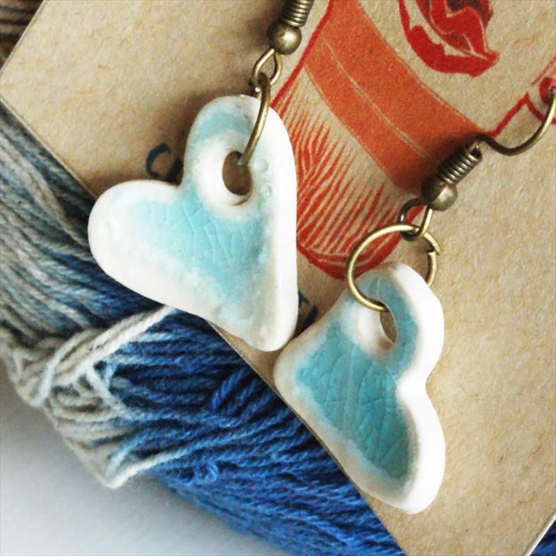 ハンドメイドピアス セラドン焼き 2デザイン ナチュラル セラミック