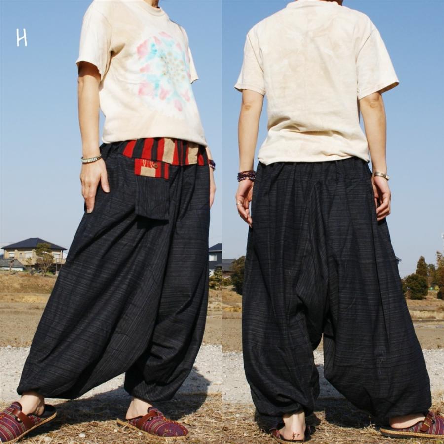 SALE定価 ￥3080 シンプル 織り糸コットン ナガ族 ゆったりサルエル