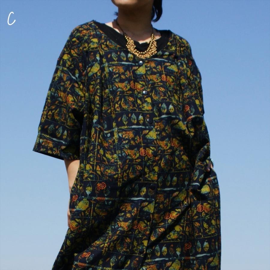 SALE 定価￥4620 エスニック コットン ロングシャツワンピース 4color