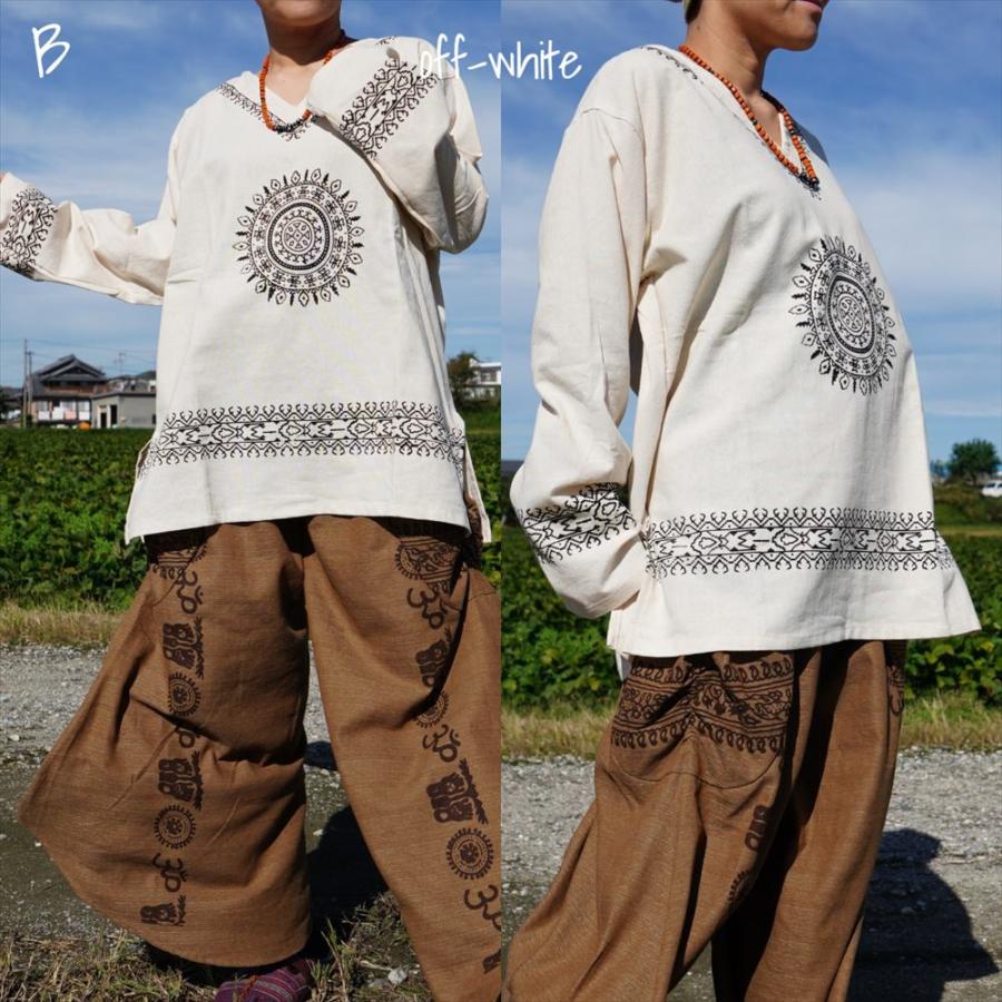 エスニック　トップス　長袖　古着　一点もの　手織りコットン　ヤオ族　　民族衣類5 エスニック トップス カレン族 貫頭衣 手織り生地 刺繍 刺しゅう