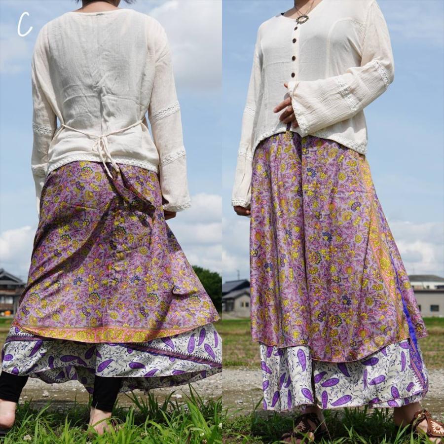 エスニック 2Way ラップスカート マキシ丈 インド生地 11pattern 