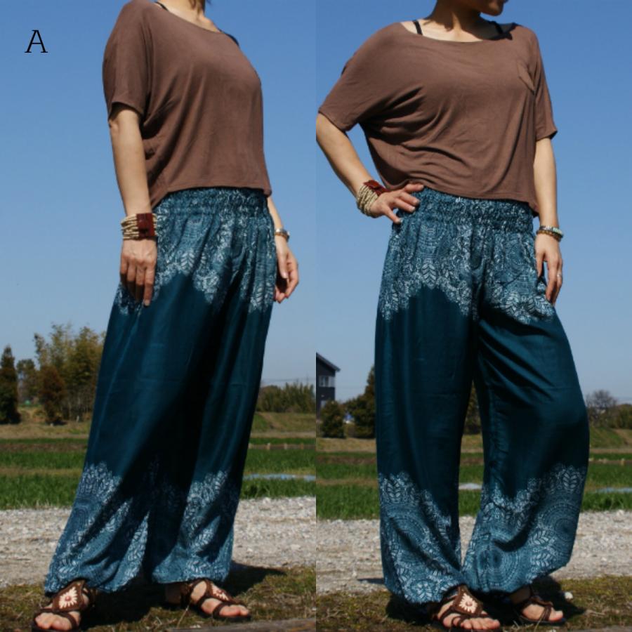 エスニック アラジンパンツ マンダラ シンプルプリント 5color