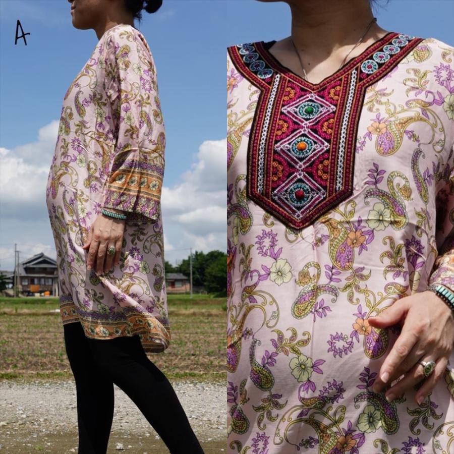 定価￥3520 エスニック 刺繍 ひざ丈 ワンピース 2color レーヨン素材