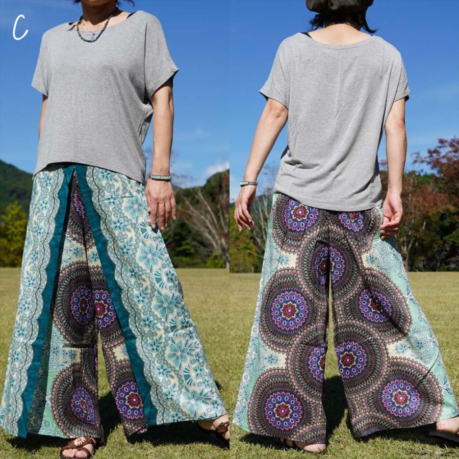 エスニック ラップパンツ 曼荼羅 ボタニカル 6color アジアン