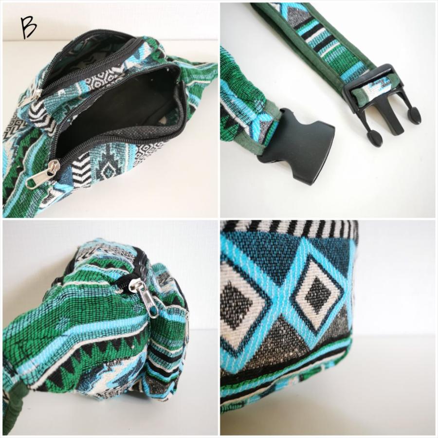 エスニック ゲリコットン ウエストポーチ 5デザイン カラフル