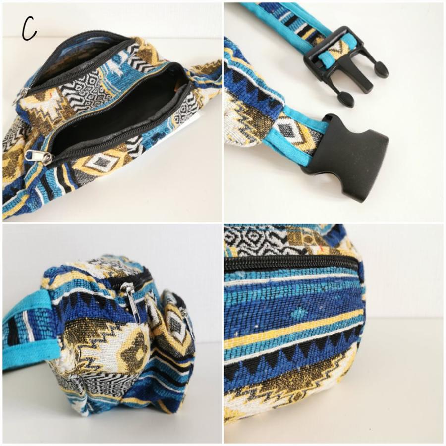エスニック ゲリコットン ウエストポーチ 5デザイン カラフル