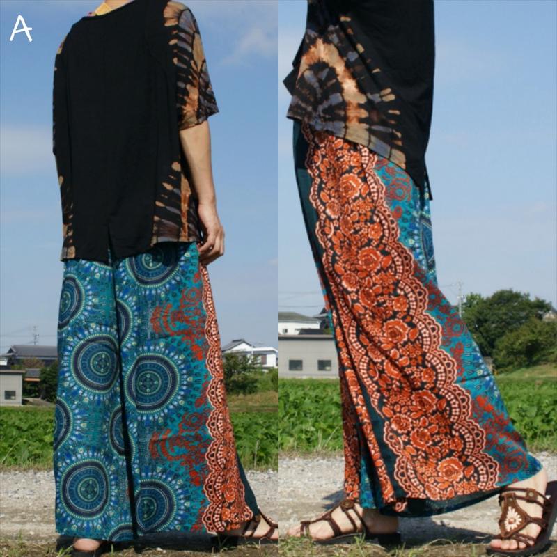 エスニック ラップパンツ レースフラワー 4color アジアン
