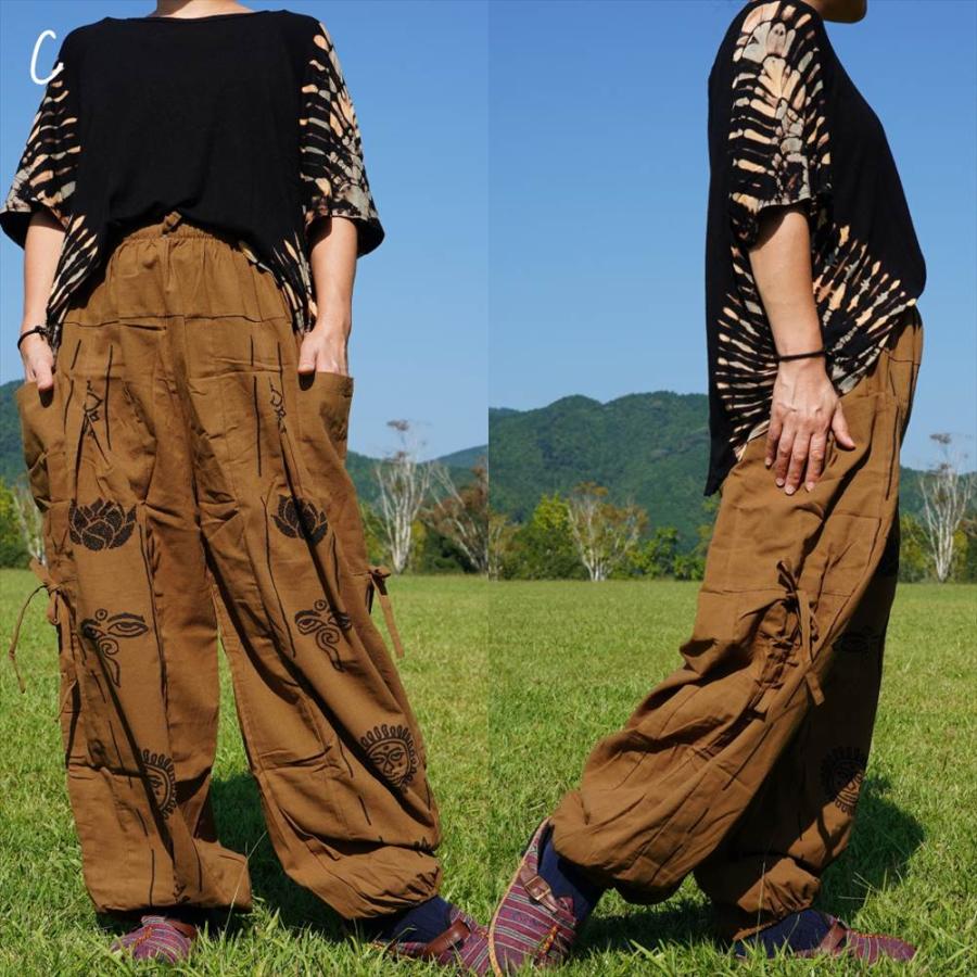 エスニック　アラジンパンツ　バールンパンツ　コットン　新品　タイ製 エスニック 2Way エスニックプリント アラジンパンツ 4color コットン