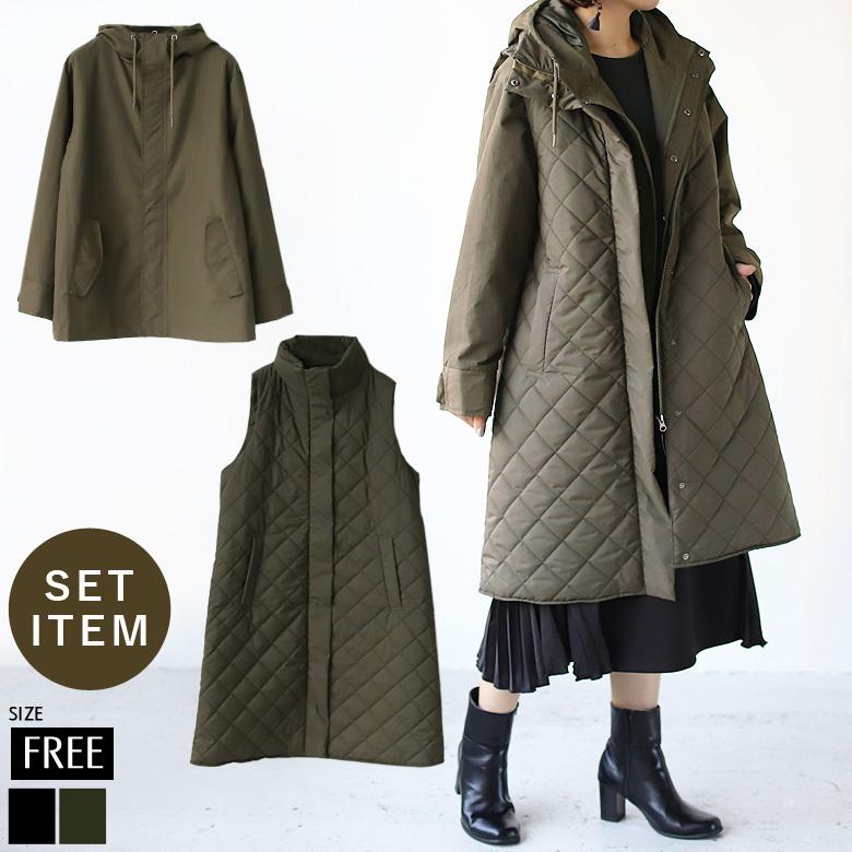 21aw アウター レディース コート Aライン ブルゾン キルティング ベスト ロングシーズン 4way ゆったり 体型カバー おしゃれ 上品 きれいめ P J 01h リアル キューブ 通販 Yahoo ショッピング