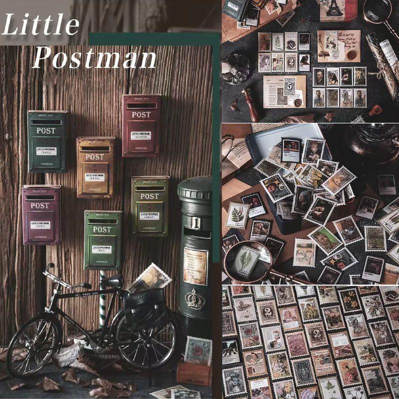 ラウンド ステッカー 紙素材 切手 レトロ コラージュ 素材 100枚セットマッチ箱入り ミニカードstickerアンティーク スケジュール 手帳 ノ シール Www We Job Com