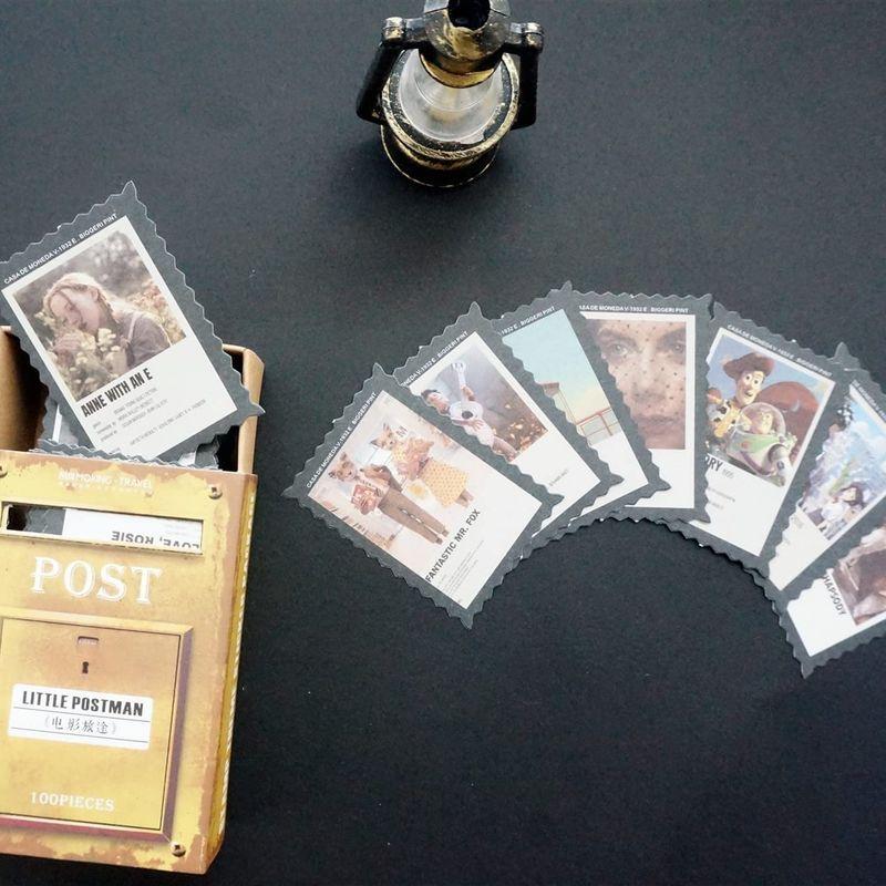 ラウンド ステッカー 紙素材 切手 レトロ コラージュ 素材 100枚セットマッチ箱入り ミニカードstickerアンティーク スケジュール 手帳 ノ シール Www We Job Com