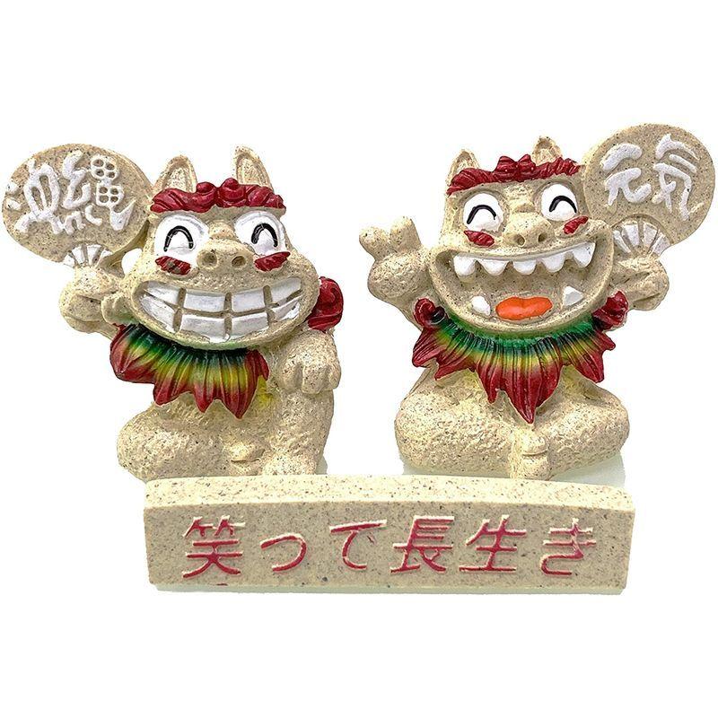 沖縄土産 シーサー 置物 ミニ 玄関 ハイビスカスシーサー 桃 安売り