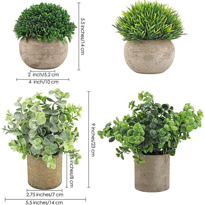 爆買い Ruisita ミニ鉢植え 小さな人工植物 小さな緑 ユーカリ植物 フェイク鉢植え 浴室 家 屋内 屋外装飾用 4個パック Www Servocarelifesciences In