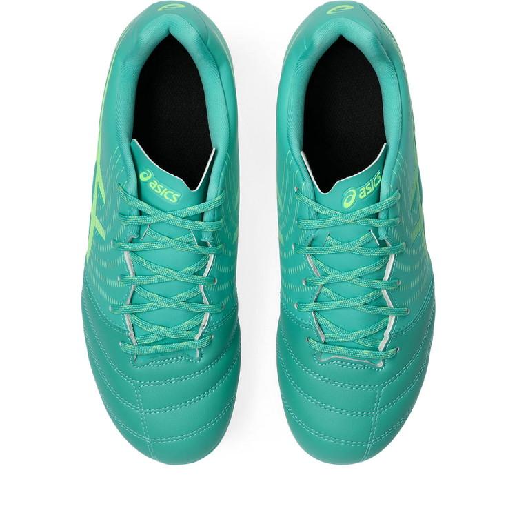 asics アシックス DS LIGHT JR GS AURORA GREEN/ILLUMINATE GREEN 1104A054 301 ジュニア サッカー用 スパイク DSライト 土 人工芝 ワイド 幅広の画像