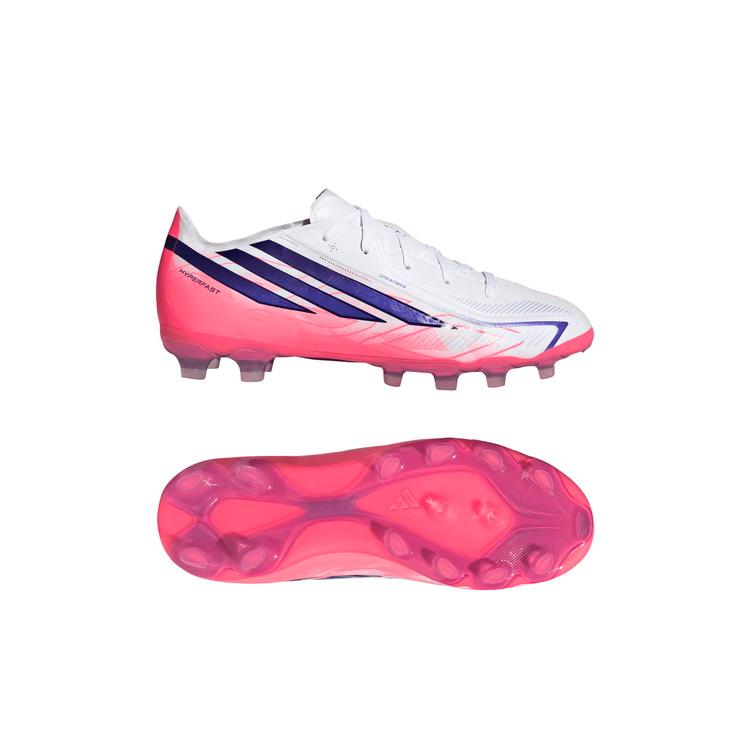  F50 サッカースパイク パープル/ピンク adidas（アディダス） F50 HYPERFAST ELITE HG/MG J ホワイト/ソーラー