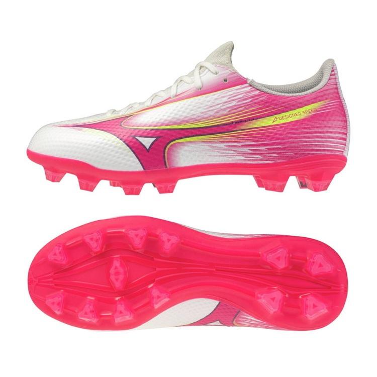 Mizuno サッカーシューズ スパイク ホワイト/ブルー/ピンク MIZUNO（ミズノ） ミズノアルファ 3 SELECT Jr ホワイト×ピンク