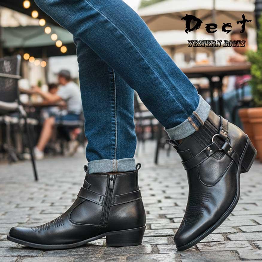 ウェスタンブーツ ショート メンズ ブーツ サイドゴアブーツ ビジネス サイドジッパー ファスナー チャック 黒 DECT デクト ブランド |  | 12