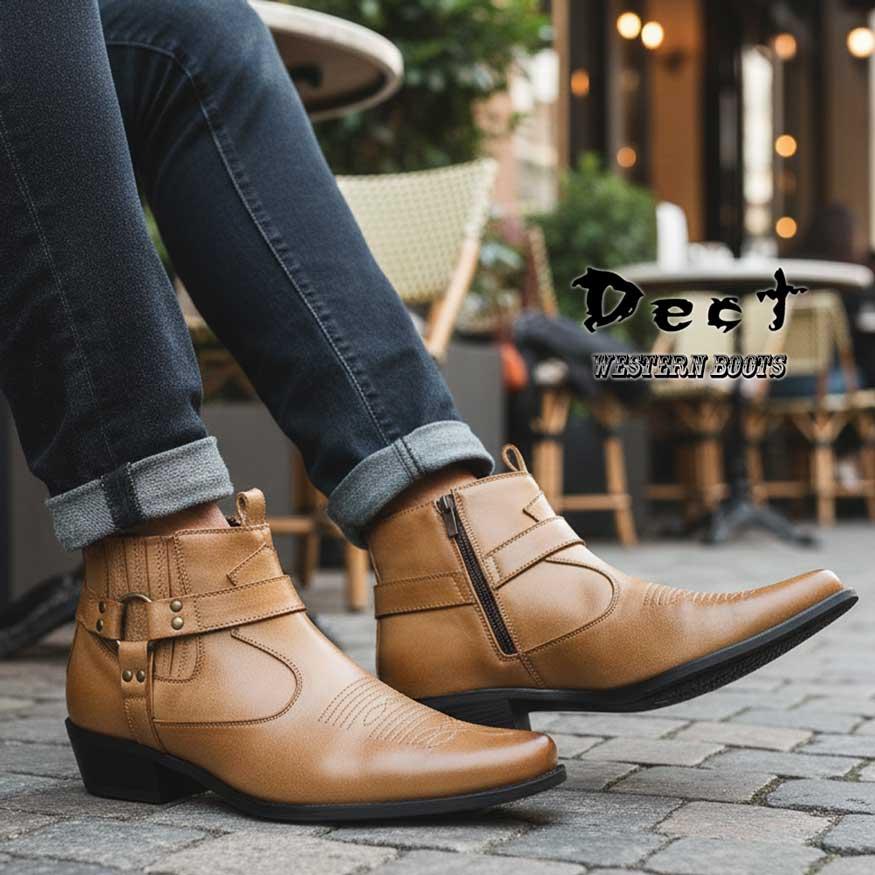 ウェスタンブーツ ショート メンズ ブーツ サイドゴアブーツ ビジネス サイドジッパー ファスナー チャック 黒 DECT デクト ブランド |  | 15