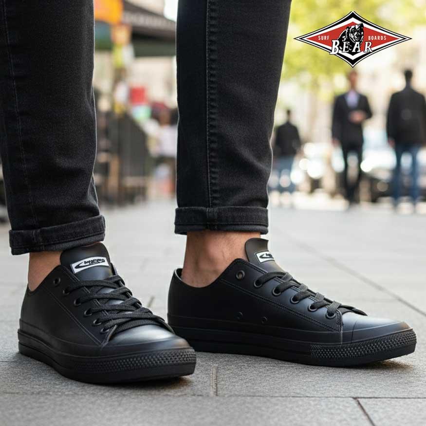 レインシューズ メンズ スニーカー 防水 防滑 ショート 雨用 雨靴 長靴 おしゃれ 黒 | bear surf | 11