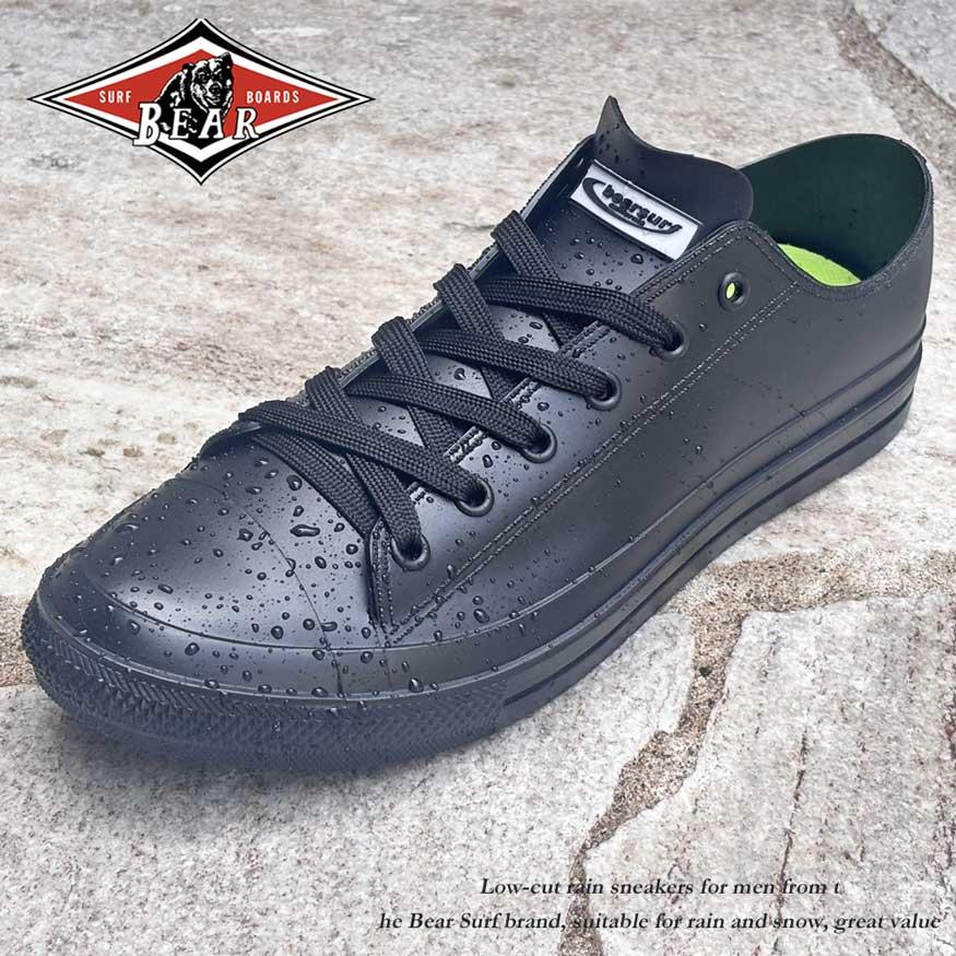 レインシューズ メンズ スニーカー 防水 防滑 ショート 雨用 雨靴 長靴 おしゃれ 黒 | bear surf | 12