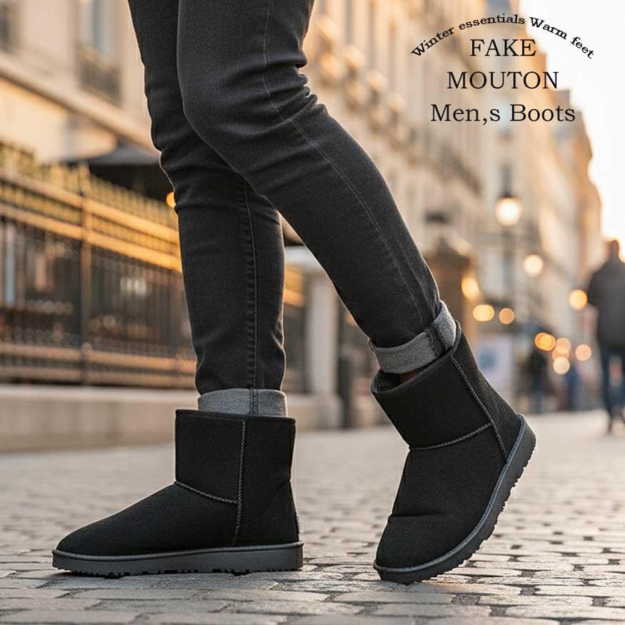 ムートンブーツ メンズ メンズブーツ ショートブーツ 防寒 裏起毛 厚底
