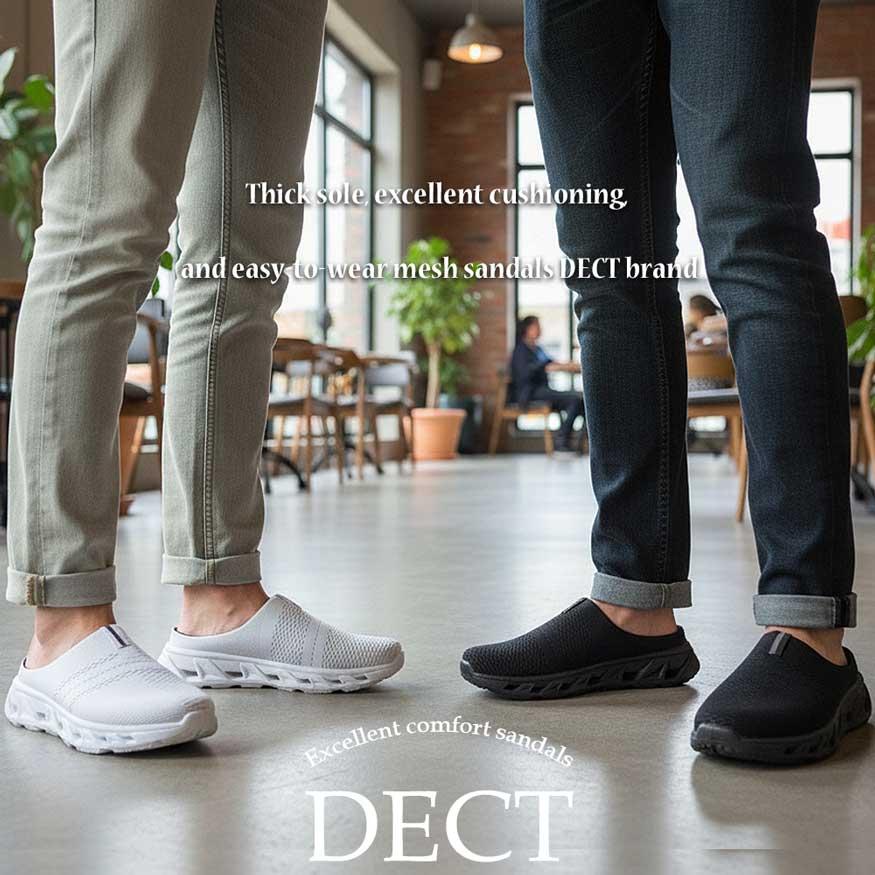 DECT サボサンダル メンズ メッシュ クロッグ 厚底 軽量 屈曲性 大きい