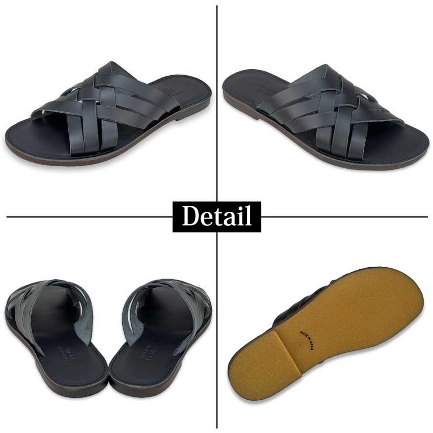 サンダル メンズ 革 本革 日本製 レザー クロスベルト 黒 茶 おしゃれ