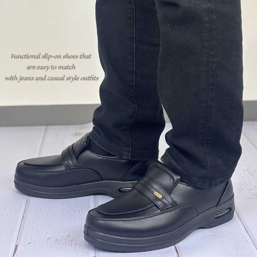 ローファー ビジネスシューズ ウォーキング スニーカー スリッポン メンズ 軽量 幅広 3e 甲高 厚底 やわらかい エアー入 クッション性 |  | 09