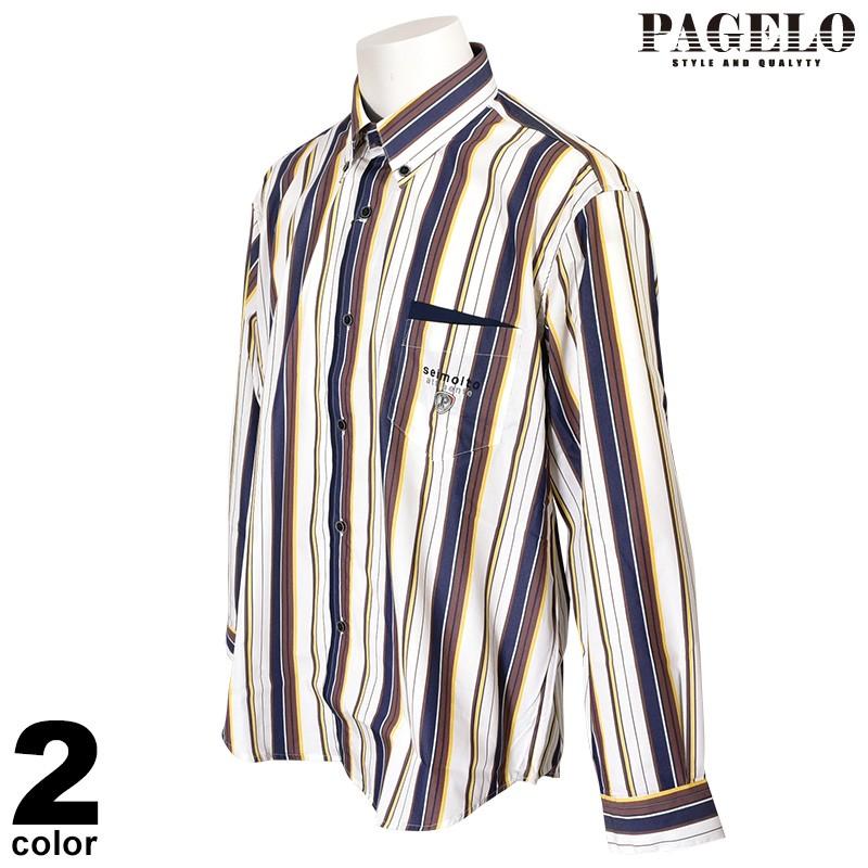 Pagelo パジェロ 長袖ボタンダウンシャツ メンズ 21春夏 ストライプ ロゴ刺繍 13 1105 07 01 1105 07 メンズファッション リアルツリー 通販 Yahoo ショッピング