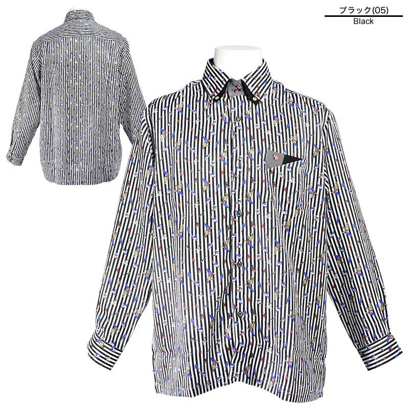PAGELO 鳥柄ストライプシャツ M PAGELO 鳥柄ストライプシャツ M PAGELO 鳥柄カジュアル